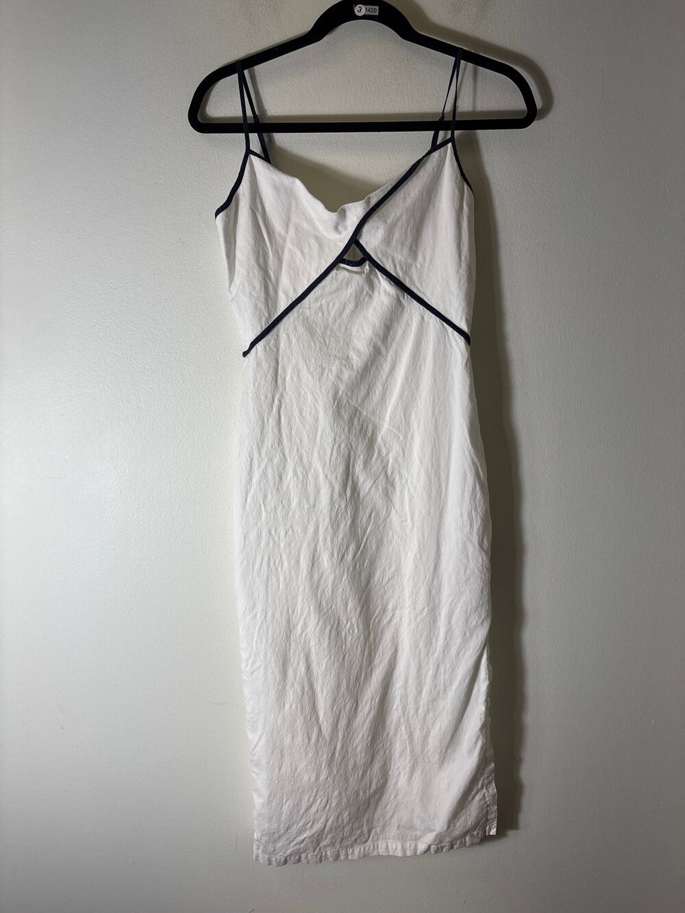 Reiss White Spaghetti Strap Key Hole Bodycon Maxi Dress sz 4